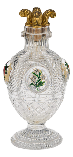 Antique French Four Chamber Divided Enamel and Ormolu Scent Bottle from Baccarat, 1830