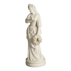 Antique Neoclassical Bisque Porcelain Figure of Classical Woman & Flowers C1850