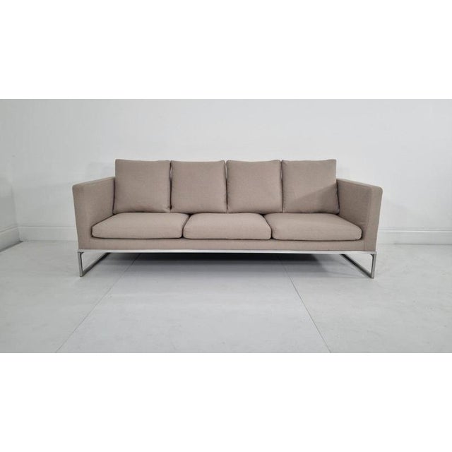 Antonio Citterio Tight Sofa in Stone Bouclé Upholstery by Antonio Citterio for B&B Italia For Sale - Image 4 of 7
