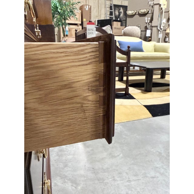 Wood Late 20th Century Statton Old Towne Cherry Secretary Bookcase With Broken Pediment For Sale - Image 7 of 11