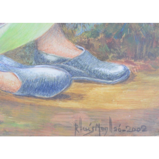 Green R. Luis Monllao, Serene Abundance, Original Watercolor & Mixed Media Painting For Sale - Image 8 of 11