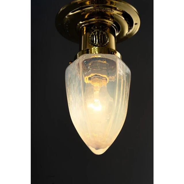 Art Deco Ceiling Lamps with Opaline Glass Shades, 1920s, Set of 2 For Sale - Image 10 of 12
