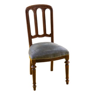Vintage Wooden and Velvet Chair For Sale