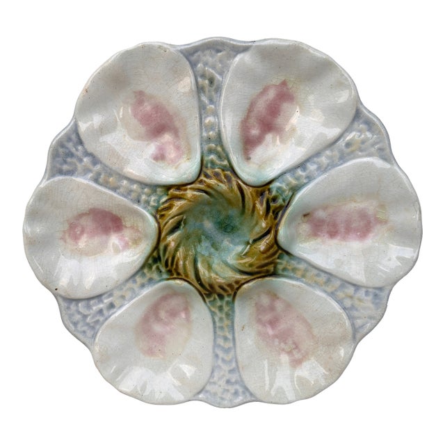 French Majolica Orchies Oyster Plate Circa 1900 For Sale