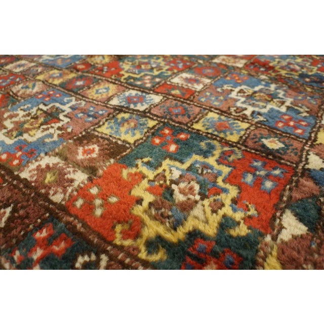 1900 - 1909 1900s Multicolor Geometric Tribal Antique Persian Quchan Kordi Carpet 5'4'' X 7'8'' Wool Rug For Sale - Image 5 of 12
