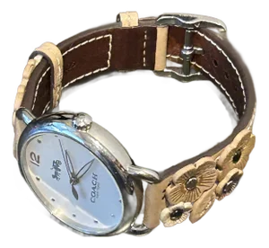 Coach Delancey White Dial Floral Watch – Women’s Stainless Steel & Leather Strap Timepiece
