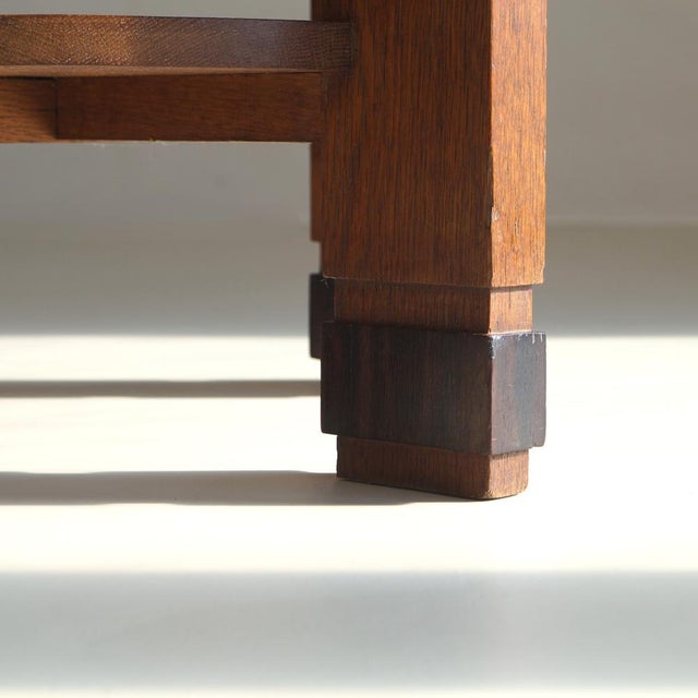 Dutch Art Deco Oak Table with Macassar Ebony Details, 1920s For Sale - Image 13 of 18