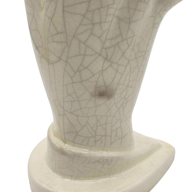Ceramic 1950s California Pottery White Pink Figurative Female Hand Ring Holder For Sale - Image 7 of 8