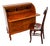 1970s Traditional Roll-Top Secretary Desk With Mother-of-Pearl Inlay Chair For Sale