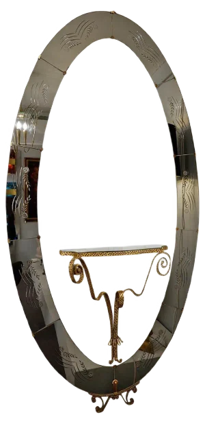 Cristal Art Mirror with Console Attributed to Luigi Colli, Italy, 1950s