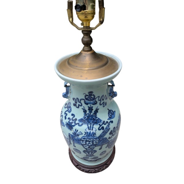 Early 20th Century Asian Antique Celadon Vase Table Lamp For Sale - Image 16 of 18