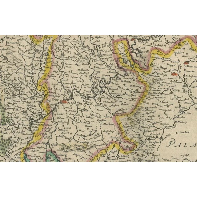 Antique Map of Trier and Luxembourg by Joan Blaeu, Amsterdam, 1640 For Sale - Image 3 of 10