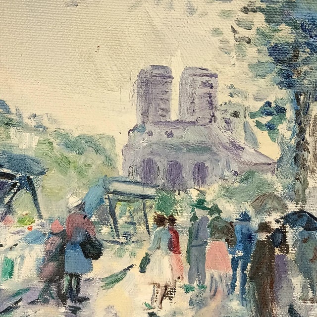 VTG Street Scene #1 Impressonist Painting Purple Velvet Matt Silver Frame 1978 For Sale - Image 13 of 18