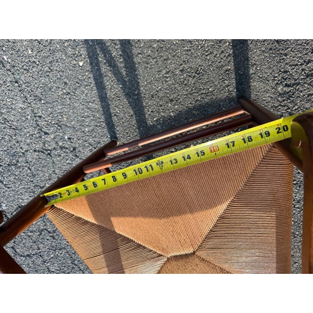 20th Century Clore Furniture Set of 10 Shaker Style Walnut Rush Seat Ladder Back Dining Chairs For Sale - Image 9 of 18
