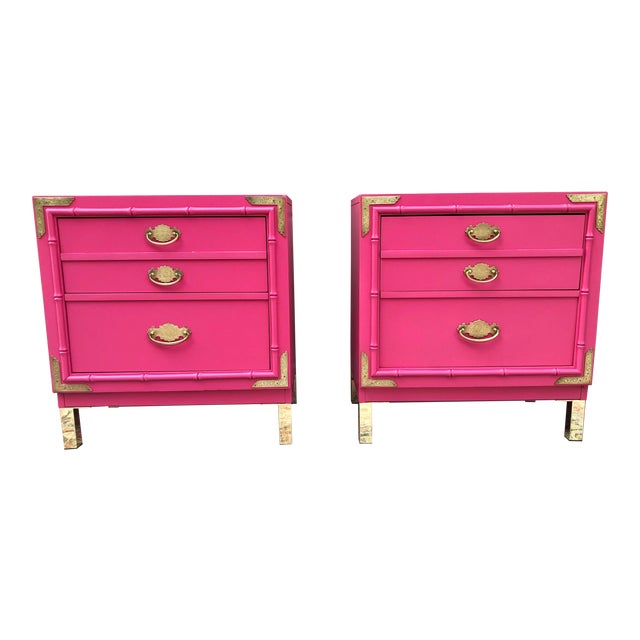Vintage Thomasville Peony Pink Nightstands A Pair Chairish