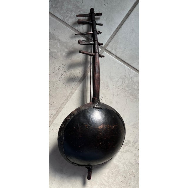 Wood Antique African Folk Art Adungu 5 String Gourd Harp From Kenya - Rare For Sale - Image 7 of 7