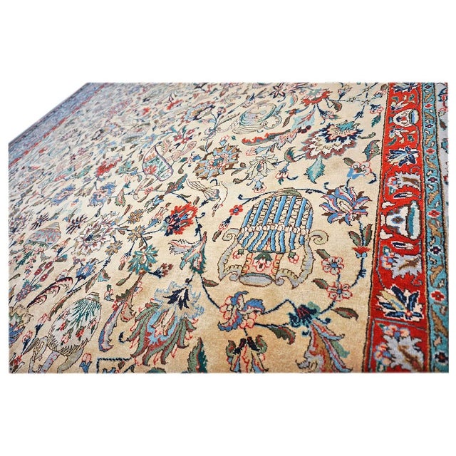 Antique Persian Tabriz Wool 10X14 Blue, Red, Gold & Taupe Handmade Area Rug #1143886 For Sale In Houston - Image 6 of 12