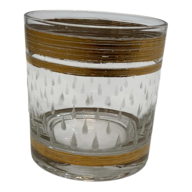 Vintage Culver or Cera Gold Banded Raised Water Drop Rocks Glasses Set of 6 Made in USA 1950s-1970s. Each Approximately 3...