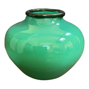 Vintage Handmade Green/Caledon Glass Studio Vase Signed by Artist