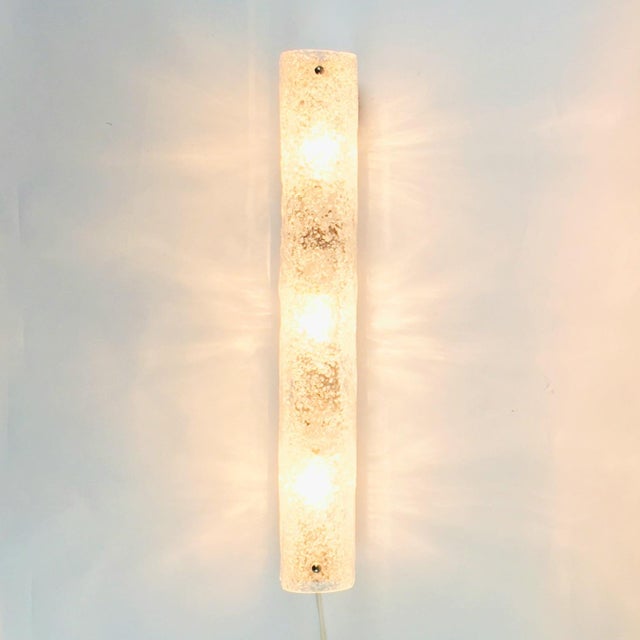 Metal Mid-Century Tubular Murano Glass Wall Light from Hillebrand, Germany, 1970s For Sale - Image 7 of 13