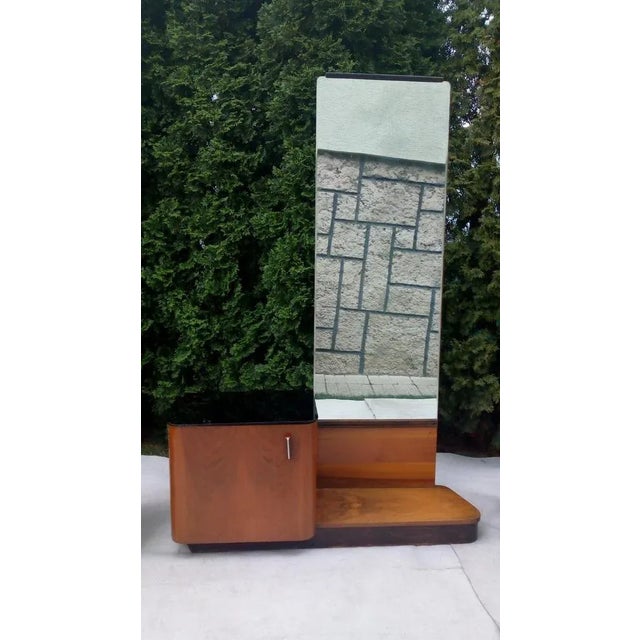 1950s Art Deco Bedside Tables and Mirror, Set of 3 For Sale - Image 5 of 11