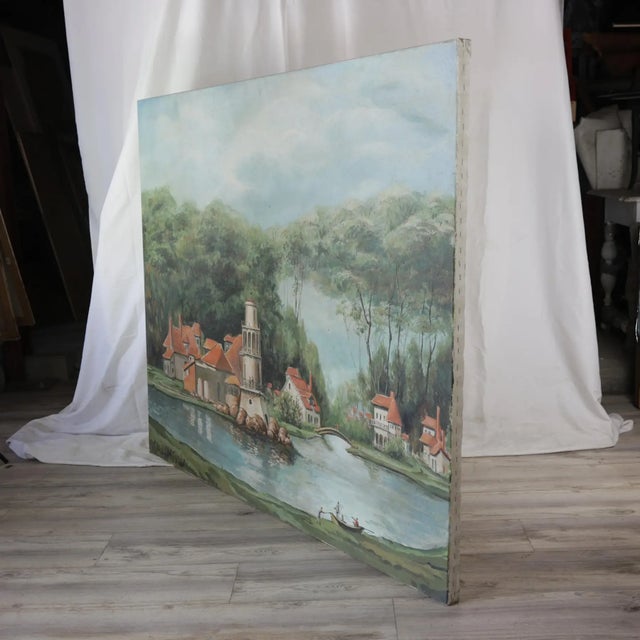 Capture the charm of an old-world European village with this stunning vintage oil painting. Hand-painted on canvas, this...