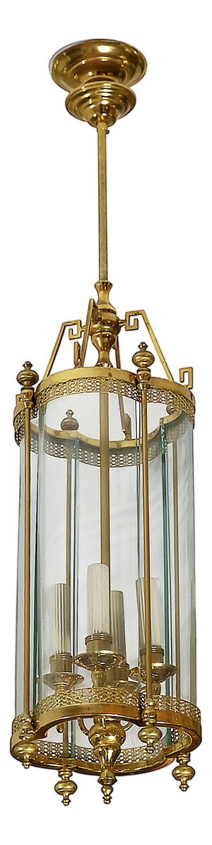 Italian Gilt Metal and Glass Lantern, 1970
