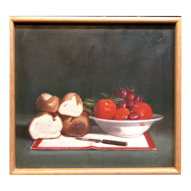 Still Life with Bread and Vegetables Oil Painting For Sale