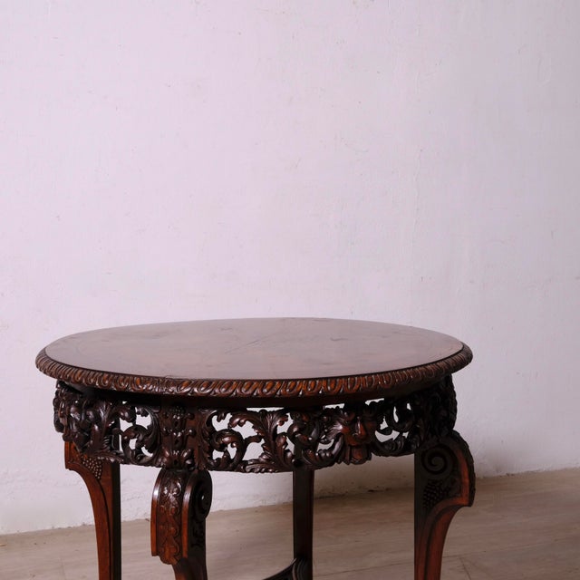 Antique Late 19th Century Carved Wooden Coffee Table, 1890s For Sale - Image 3 of 16