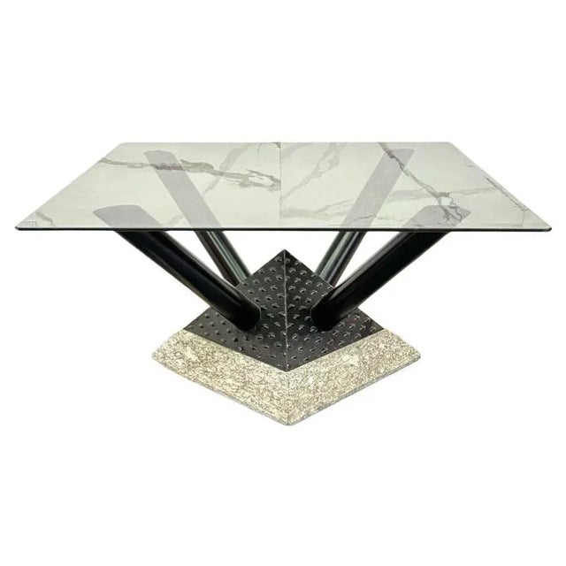 Black Marble and Metal Coffee Table, 1980s For Sale - Image 8 of 8