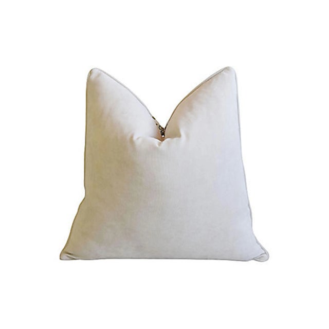 Modern Summer Blue/Teal Tropical Orchid & Palm Feather/Down Pillows 24" Square For Sale - Image 3 of 6