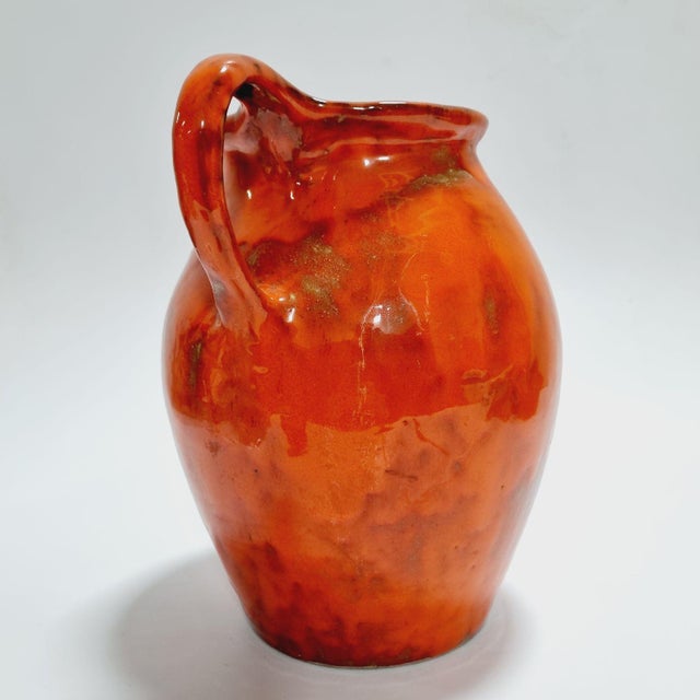 Orange Vintage Orange Glazed Ceramic Face Jug, 1960s For Sale - Image 8 of 15