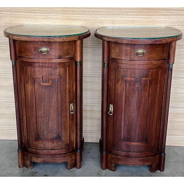 1890 Biedermeier Style Drum Tables with Drawer and Door, A Pair For Sale - Image 4 of 18