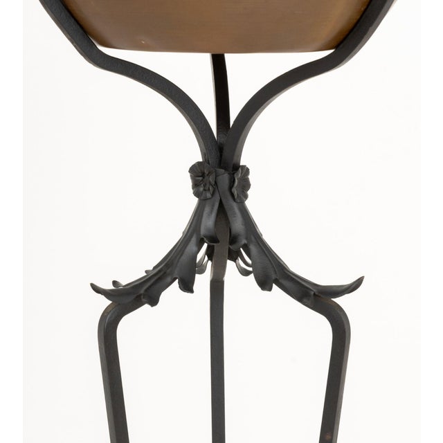 Late 20th Century Arts and Crafts Style Copper Brazier on Wrought Iron Tripod Stand For Sale - Image 5 of 7
