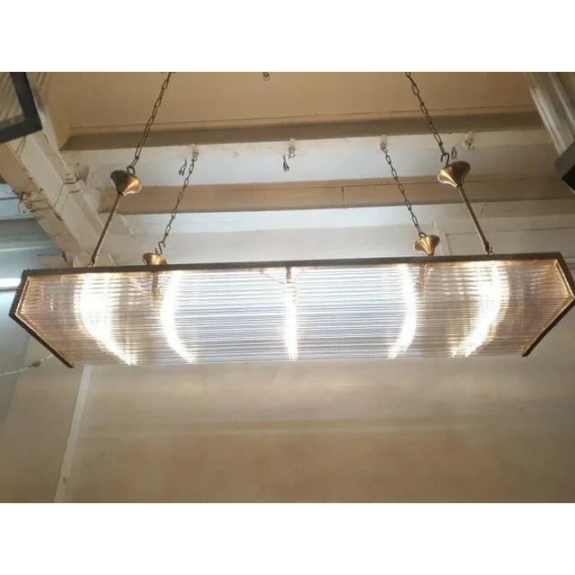 Art Deco Vintage Art Deco Rod Ship Light Chandelier Fixture in Brass & Glass For Sale - Image 3 of 6