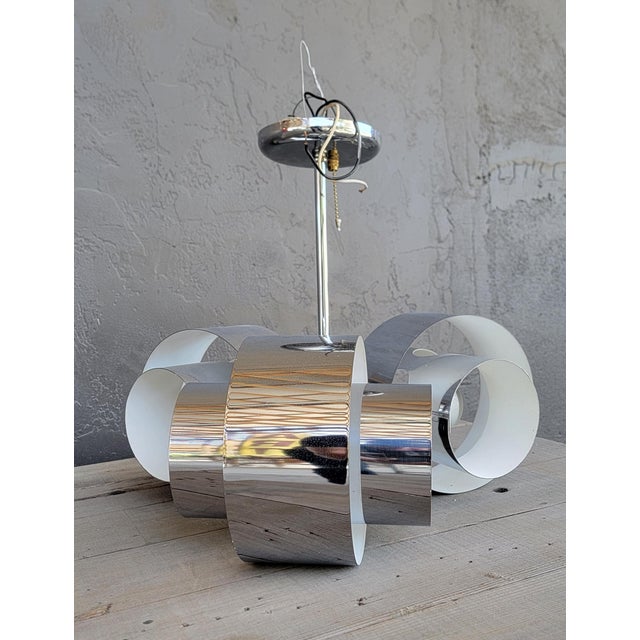 Robert Sonneman Robert Sonneman Attributed 3 Light Chrome Chandelier For Sale - Image 4 of 7