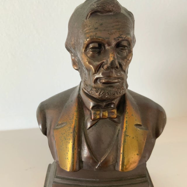 Mid 20th Century Small Bronze Bust/Paper Weight of Abraham Lincoln For Sale - Image 4 of 8