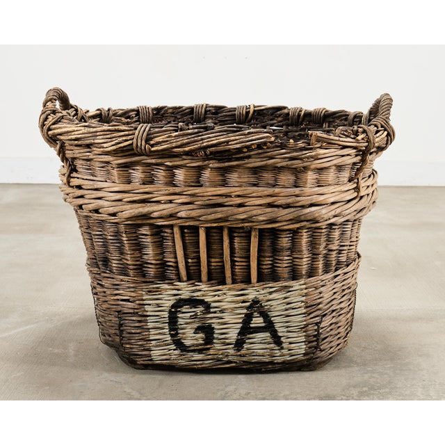 French Champagne Grape Vineyard Harvest Woven Wicker Basket For Sale - Image 18 of 18
