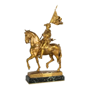French 19th Century Gilt Bronze & Marble Sculpture by Emmanuel Frémiet