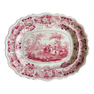 A Very Fine Antique Red Transferware Decorated Staffordshire Platter "Andalusia" Pattern by Adams, Circa 1840's