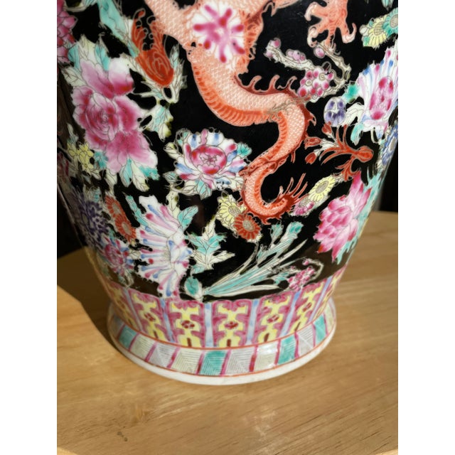 Antique Late 19th Century Chinese Imperial Famille Noir Porcelain Vase For Sale - Image 6 of 9