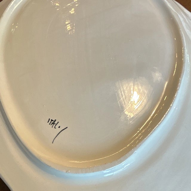 Vintage Mid-Century Modern Italian Bassano Fish-Shaped White Ceramic Platter W/Lemon & Green Leaves For Sale - Image 4 of 4