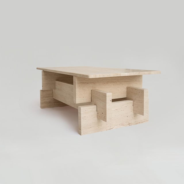 Contemporary Berlin Travertine Coffee Table by Kiwano Concept For Sale - Image 3 of 6