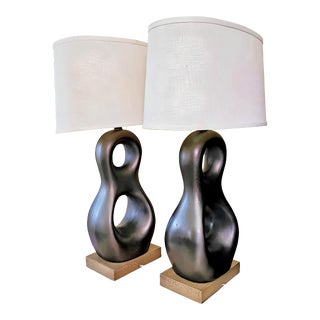 21st Century Figure-8 Shaped Dark Purple Table Lamps - a Pair For Sale