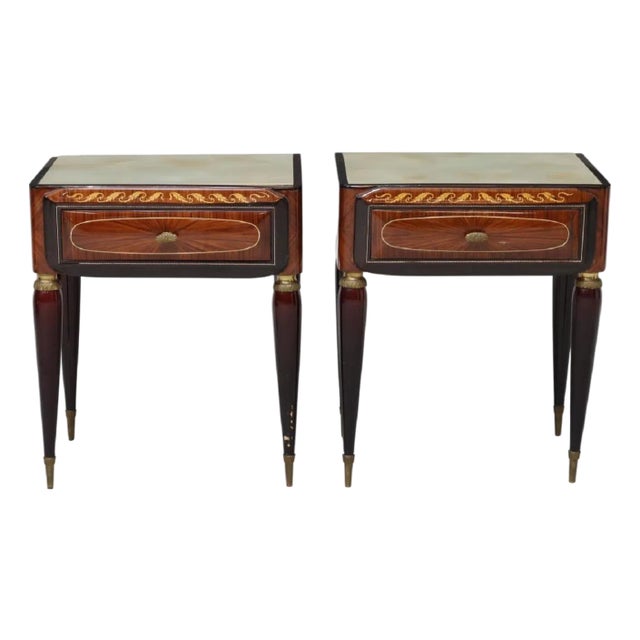 Pair of Italian Mid-Century Modern Lacquered Wood Nightstands, Circa 1950s For Sale