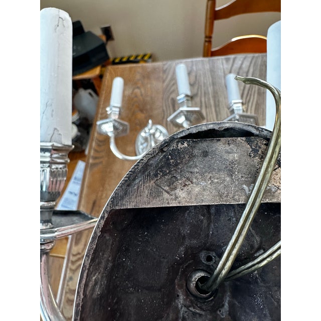 1920s Vintage Silver Plate Two Light Caldwell Sconces - Set of Four For Sale - Image 5 of 9