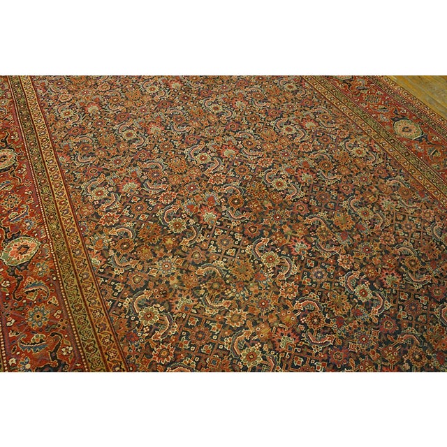 Persian 1890s Blue Navy Herati Tribal Antique Nw Persian Galley Rug 7'8" X 22'10" Handknotted Wool Carpet For Sale - Image 3 of 6