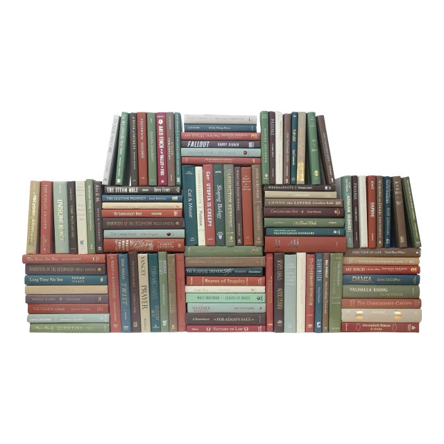 Decorative Books - Cabin Book Wall - Set of 100 Brown and Green Books For Sale