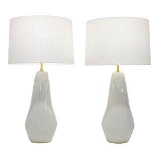 Visual Comfort Contour Artic White Ceramic Table Lamps - a Pair For Sale