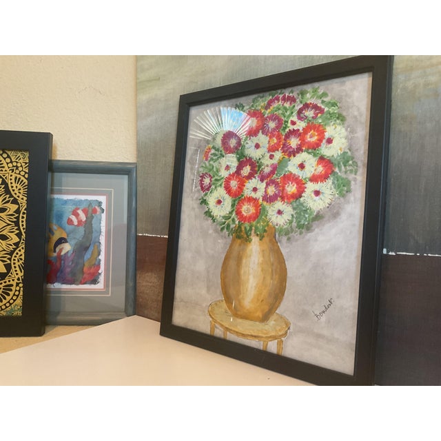 Mid 20th Century Framed Floral Still-Life Painting - Signed For Sale - Image 12 of 14